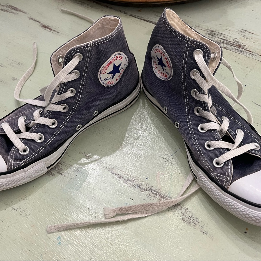 Converse Women 7.5 High-Top Sneakers - Blue and White